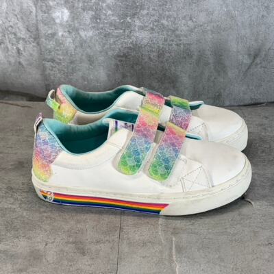 MY BUTTERFLY Girl's White Rainbow Fly Ease Slip-On Sneakers SZ