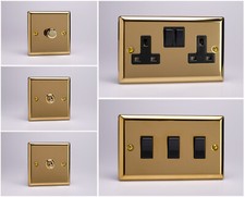 Varilight Classic Victorian Brass Effect Range - Black Inserts & Black Switches