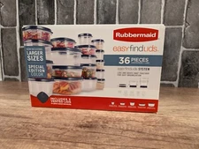 Rubbermaid Easy Find Lids 36 pc Storage Container Set New Special Edition Blue