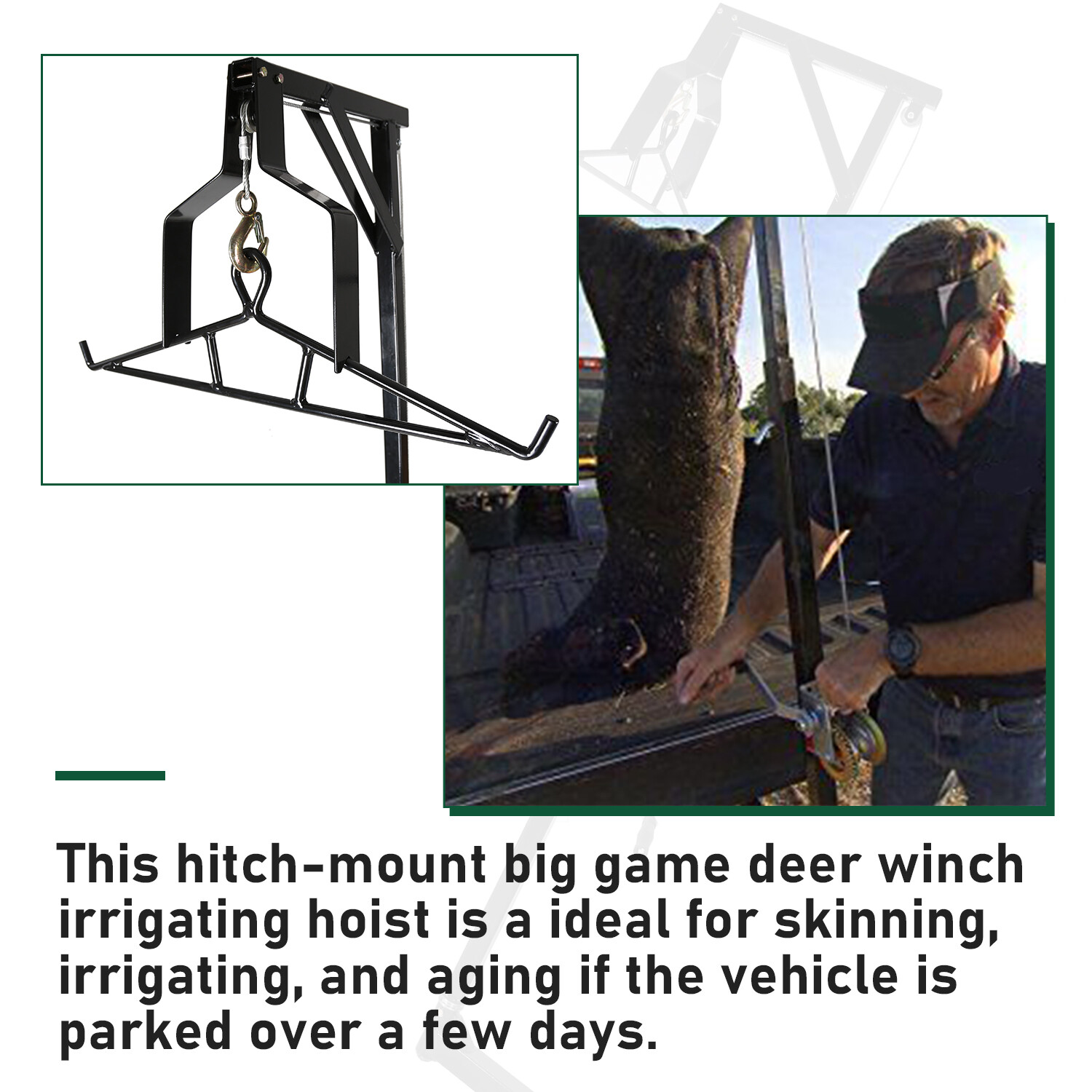 Truck 2" Hitch Game Hoist 600LB Big Game Hunting Deer Hoist Winch Lift