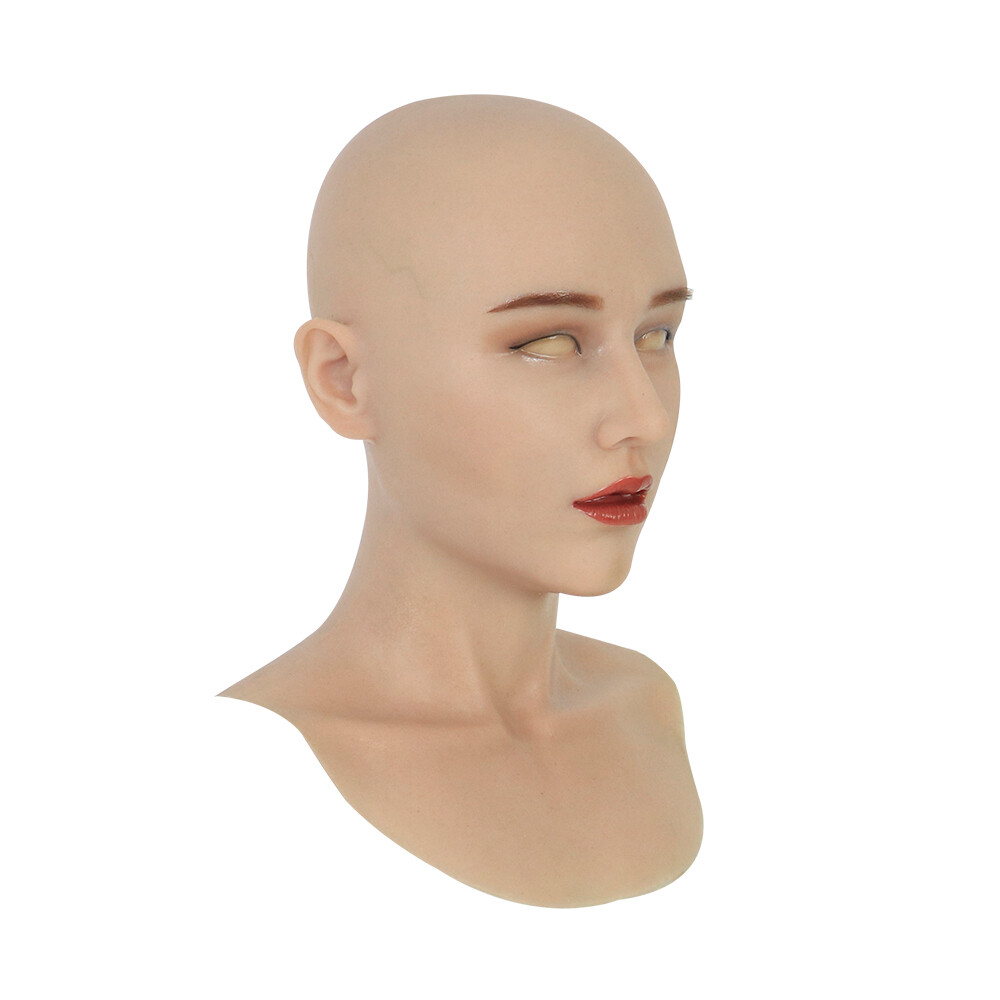 Realistic Silicone Female Mask Headgear With Makeup Crossdresser Transgender image 8