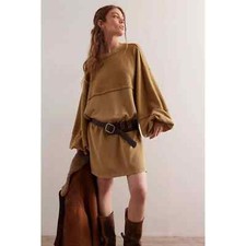 Free People We The Coastal Solid Crew Sweatshirt Top Pullover Oversize L 283815
