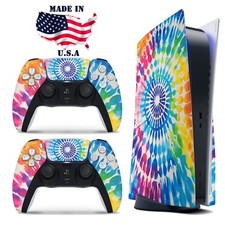 PS5 Disc Version Console  Controller Vinyl Skin Decal Wrap Bullseye Tie Dye