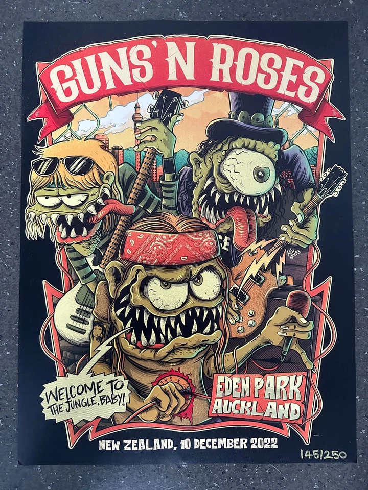 Guns N Roses Lithograph Poster - Auckland 2022