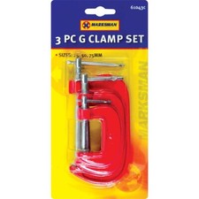 3PC MINI G CLAMP GRIP KIT SMALL SCREW C CLAMPS 25MM/50MM/75MM WOOD WORKSHOP