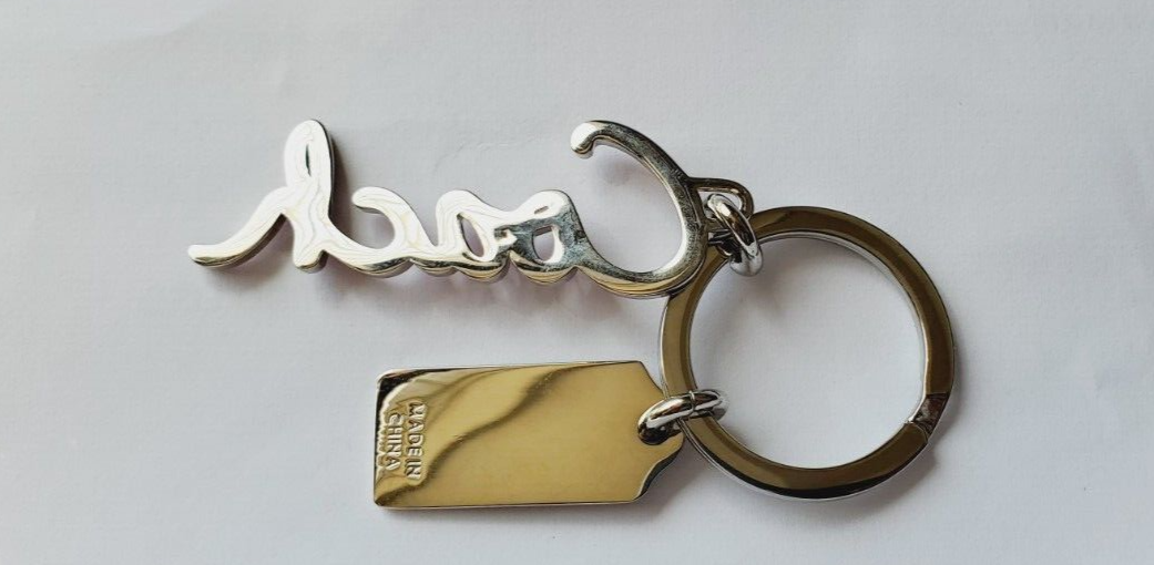 Coach Keychain Pink In Cursive Writing Silver Tone New | eBay