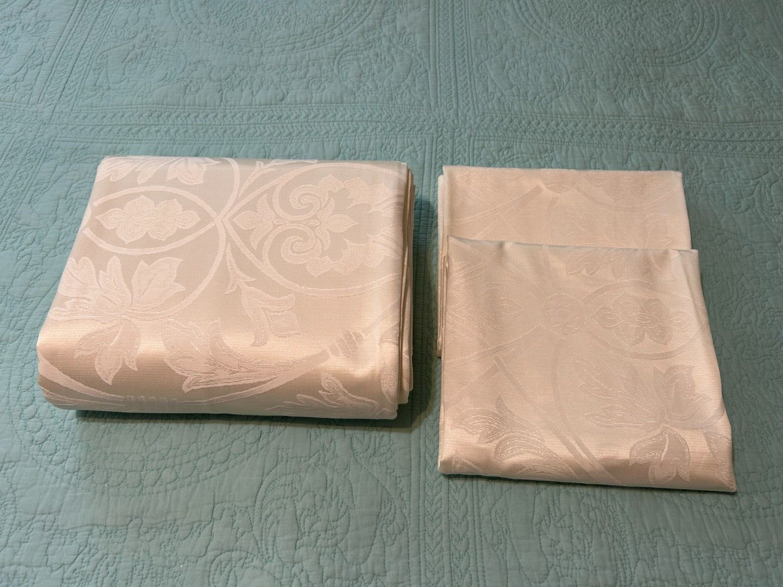 Piu belle Portugal Queen Luxury Duvet Cover Set Jacquard Damask Cream/Ivory