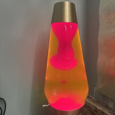 Vintage Lava Lite Lamp Gold STARLIGHT Red Wax 17