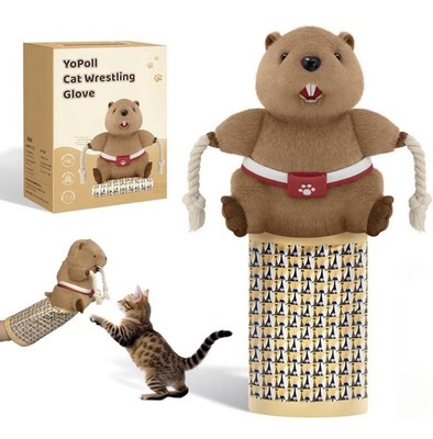 YoPoll Cat Wrestling Glove, Beaver Puppet Wrestler Pet Plush Toy