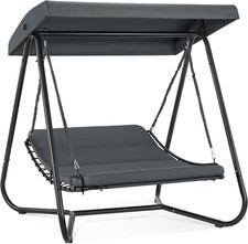 Cozy 2-Seat Hammock Swing Chair with Canopy  Cushions for Outdoor Relaxation