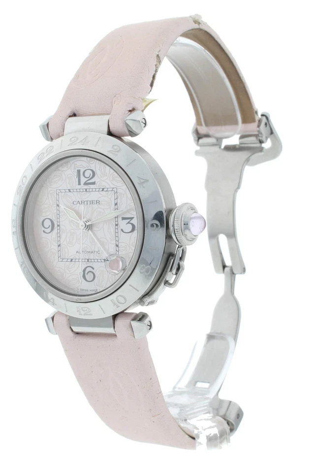 Reloj Cartier Pasha C GMT 35mm Automático Rosa Esfera MOP Damas W3107099-2377 Foto 3 de 4