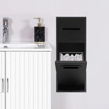 Rectangle Bathroom Trash Can Tilt Out Trash Bin Cabinet Hidden Trash Can Black