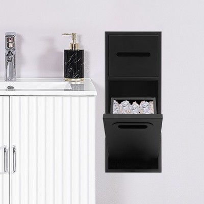Rectangle Bathroom Trash Can Tilt Out Trash Bin Cabinet Hidden Trash Can Black