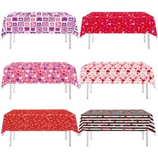1/2/3pcs Valentines Day Heart Tablecloth 54 72inch Red/Pink Disposable PVC Table