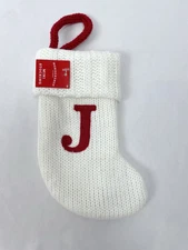 New Wondershop White Mini 8” Christmas Knit Stocking Initial Letter “J”