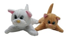 Pound Puppy Kitten White Striped  Tan Plush Stuffed Animal Set Of 2 READ