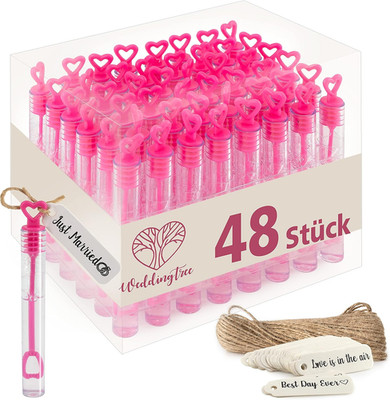 Seifenblasen Set in Pink - 48 Teilig Herzgriff - Herzallerliebst