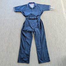Vintage 80s Para-Suit Coveralls Navy Short-Sleeve Men's 42 Workwear Belted