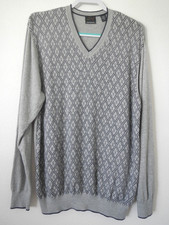 GREG NORMAN Men's Large Grey/Black LS Pullover Soft Pima Cotton/Modal Sweater