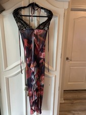 Sheer Sexy Dress Halter Top, Ruffled Slit On Side