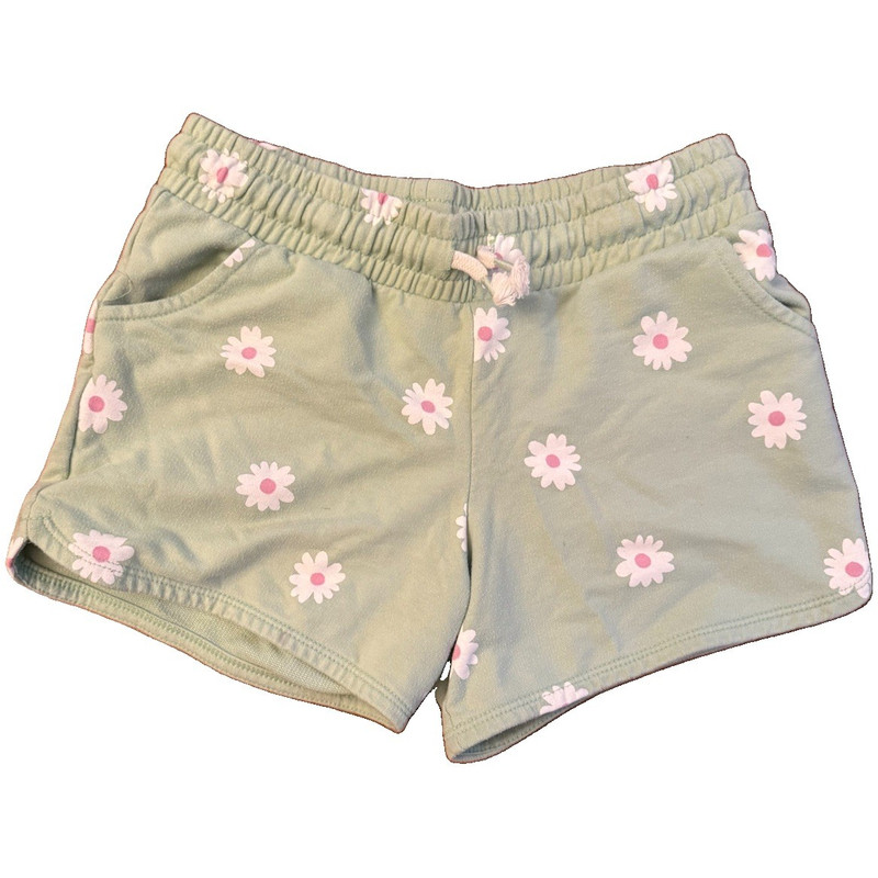 Cat & Jack Girls Size LargeGreen Floral Pull-On Shorts Elastic Waist Cotton/Poly