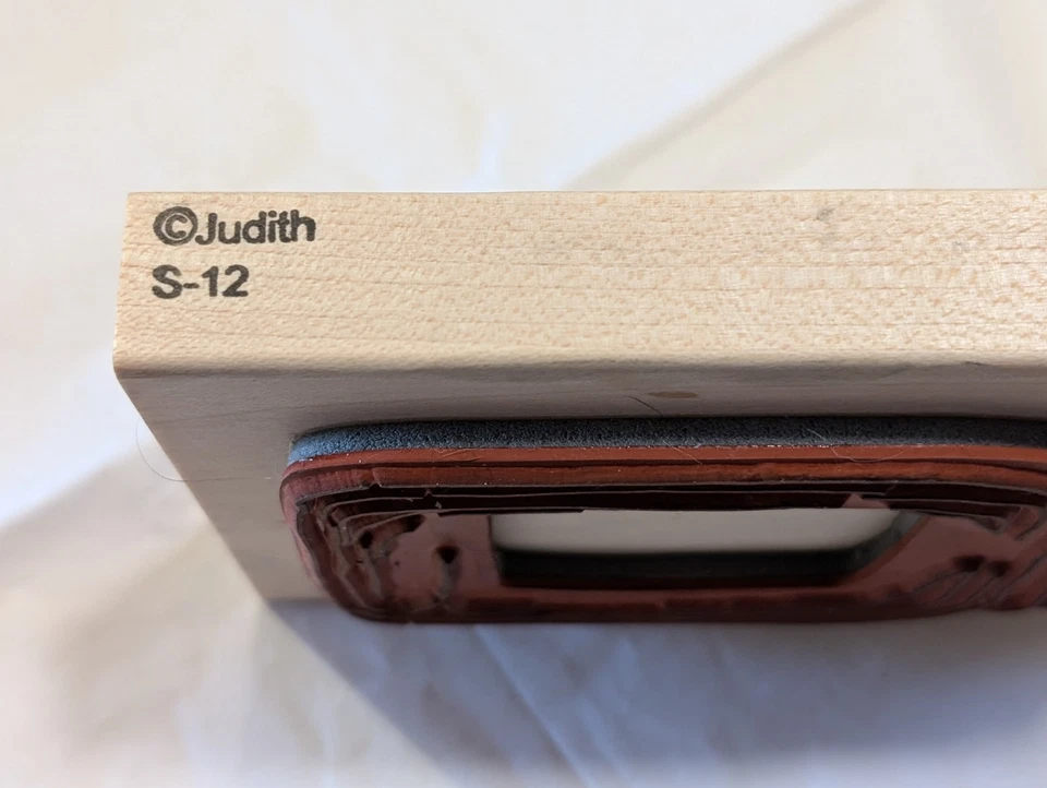 Sello de goma montado en madera JUDITH S-12 - Tarro de albañil - Jarra de vidrio centro recortado EXCELENTE Foto 3 de 4