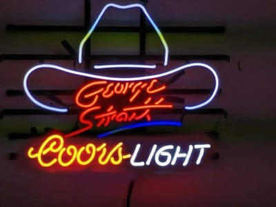 Coors Light Cowboy Hat Beer 20''x16'' Neon Sign Bar Glass Cave Light Lamp Decor