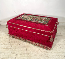 GRANDE PUFF ELEGANTE POGGIA PIEDI STILE ANTICO CON ROTELLE 113cm X 76cm ANNI 70