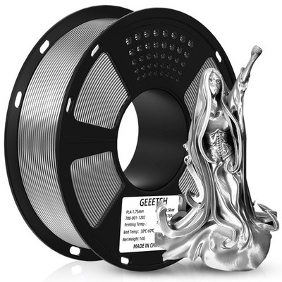 GEEETECH Silky PLA 3D Printer Filament 1.75mm 1KG Silk Silver PLA Consumables