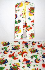Vintage Clowns  Animals Baby Quilt Primary Colors w/ Diaper Stacker 1960s 1970s