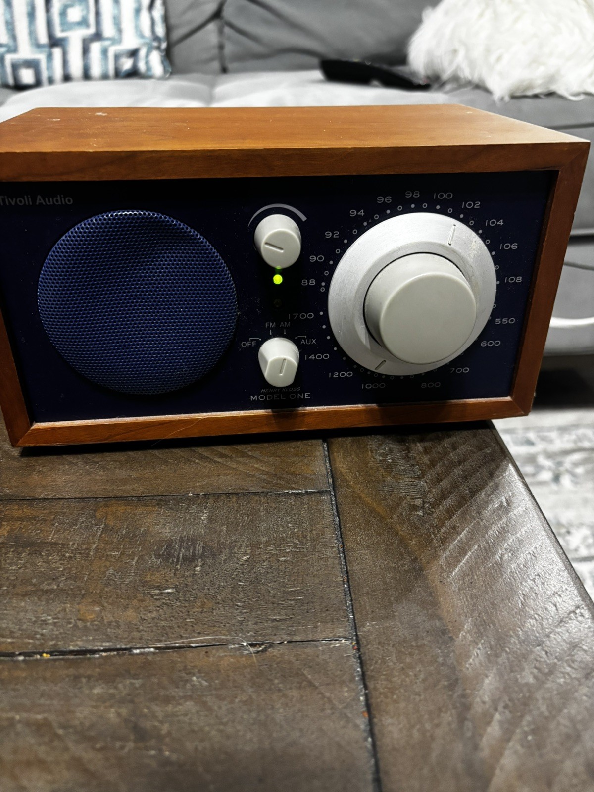 Tivoli Audio Model One AM FM Table Radio, Blue Speaker, Blon