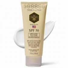 Organic Tallow Mineral Sunscreen - 50 SPF - For Face and Body - With 100 Gra...