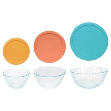Pyrex Sculpted Glass Bowls w/ Lids: 7401, 7401-PC, 7402, 7402-PC, 7403, 7403-PC