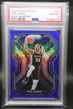 2020-21 Prizm Tre Jones Rookie Blue Shimmer Prizm 19/35 Spurs PSA 10 #291 INVEST