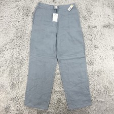 Talbots Pants Women  s 10 Blue NWT Vintage Linen Blend Wide Leg Coastal Beachy