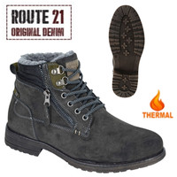 Mens Route 21 Boots Warm lined Fleecy Padded Comfort Lace Up Shoes UK 6-12