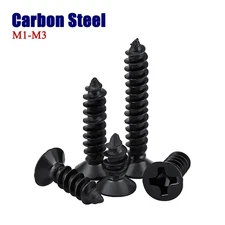 Blacked Phillips Countersunk Self Tapping Screws Flat Head Bolts Carbon Steel