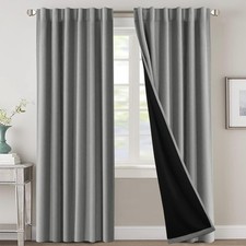 Blackout Curtains for Bedroom with Black Liner Full Room Darkening Curtains 84''