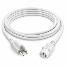 Universal Power Cord IEC320 C13 to NEMA 5-15P , White - 1 / 2 / 3 / 4 / 6 ft