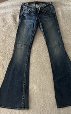 True Religion Carrie Low Rise Flare Stretch Denim Jeans. Made USA Womens Size 24