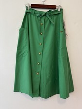 Vintage Jo Hardin Skirt Green Size 29 Button Front Pockets Elastic Waist Medium
