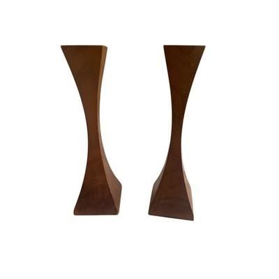Kraft Korner Vintage Mid Century Modern Danish Walnut Candle Holders Pair