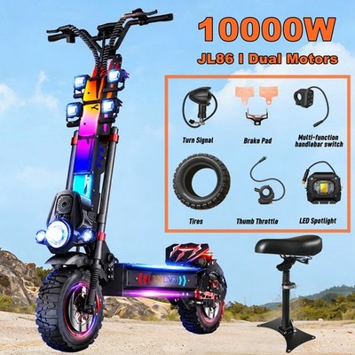 ZIPPYGO 10000W Electric Scooter 60V 40AH 55MPH NFC Audio Player +Parts Kit +Seat