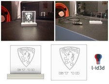 lampe 3D led mobylette logo raccordement usb 5cmx6cmx3cm en i3D et gravage laser