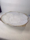 Vintage Milk Glass Grape Gold Trim Anchor Hocking Serving Platter Tableware