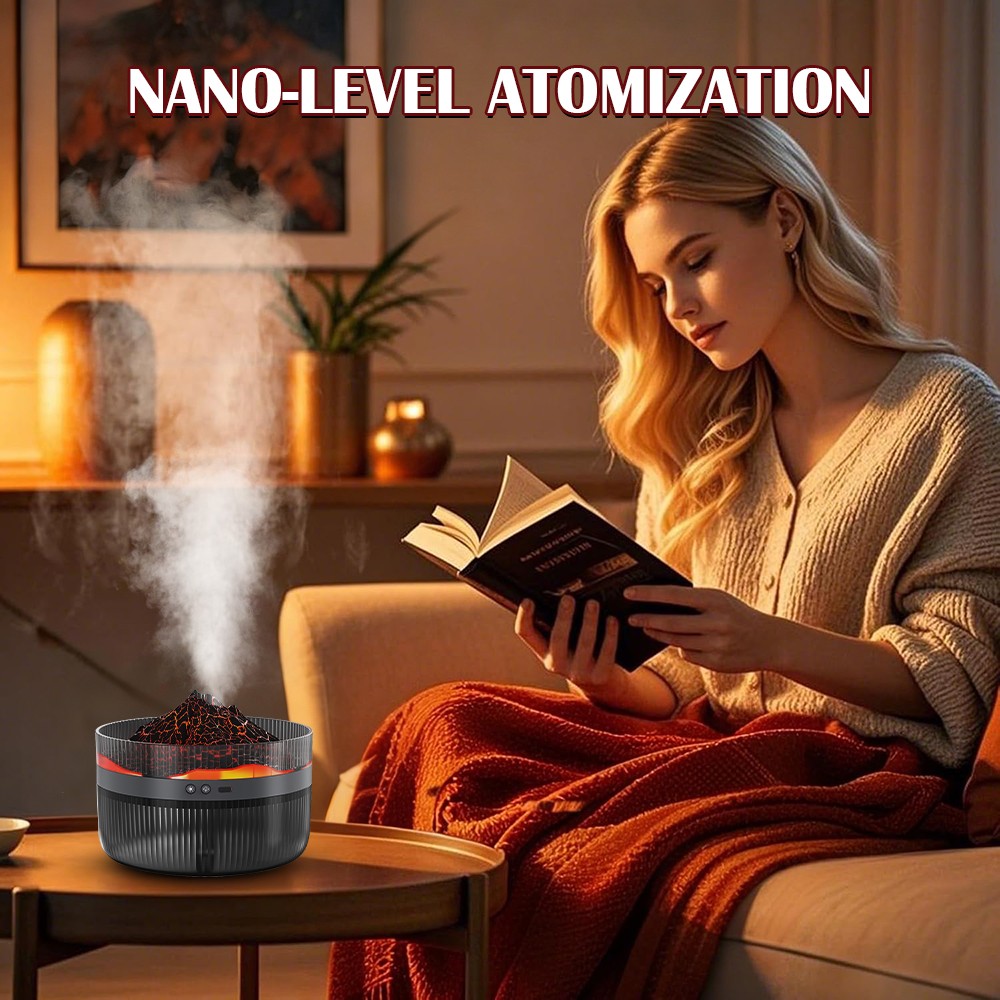 2L Fireplace Flame LED Essential Oil Diffuser Aroma Aromatherapy Air Humidifier#