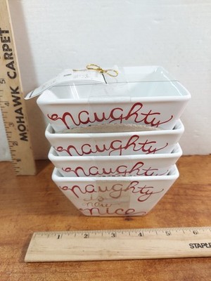 NAUGHTY IS NEW NICE Square Caramic Bowl Dish Set of 4