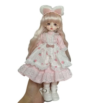 Komplettset 1/6 BJD Puppe + Make-up + Perücke + Augen + Entzückende Kleider Doll