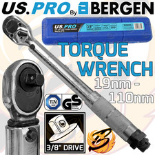 US PRO 3/8" Drive Calibrated Torque Wrench Adjustable Reversible 19Nm - 110Nm
