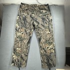 Vintage men’s 2XL cargo pants with brown, green, and beige camo pattern, USA made, and drawstring waist.